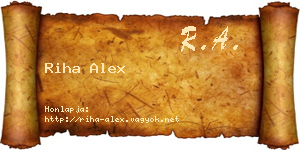 Riha Alex névjegykártya
